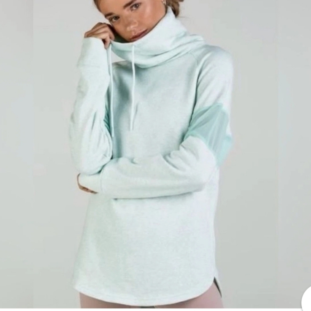 Gymshark Slouch Mint Pullover Sweatshirt Cowl Neck Mesh Sleeve Women’s Sz Small - Picture 6 of 6